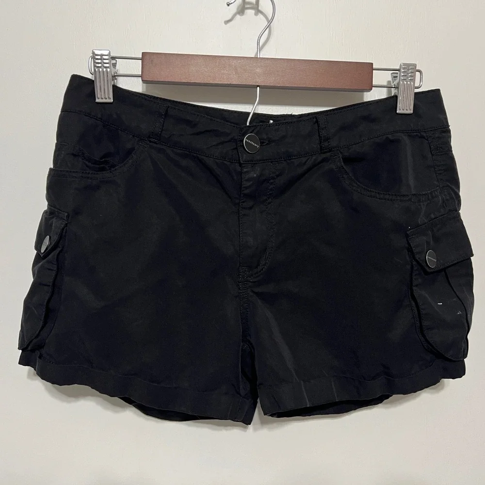 Sanctuary Womens Y2K Cargo‎ Shorts Size 27 Black Utility Pockets Mini Gorpcore